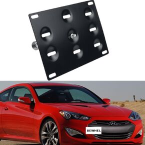 DEWHEL JDM Front Bumper Tow Hook License Plate Mount Bracket Holder Tow Hole Adapter Bolt On for 10-16 Hyundai Genesis Coupe
