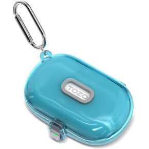 [Safety Lock] Clear Case for TOZO OpenBuds Case Cover for TOZO Open Buds Wireless Earbuds Silicone Liners Shockproof Protective cover for TOZO OpenBuds Bluetooth Headphones with Carabiner (Clear Blue)