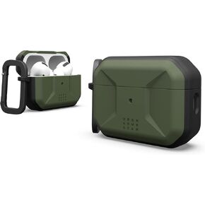 UAG Designed for AirPods Pro (2nd Gen 2022) Civilian Black, Premium Rugged Slim Water Resistant Full Protective Case Cover with Detachable Keychain Carabiner by URBAN ARMOR GEAR