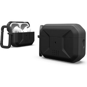 UAG Designed for AirPods Pro (2nd Gen 2022) Civilian Black, Premium Rugged Slim Water Resistant Full Protective Case Cover with Detachable Keychain Carabiner by URBAN ARMOR GEAR