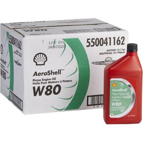 Aeroshell SHAEW080-12 W80 Shell Aviation Oil, 1 Quart, 12 Pack