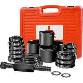 Jack Boss Wheel Bearing Press Kit for Front Wheel Drive Bearing Removal & Installation, 24pc Wheel Bearing Puller Tool Set with Sliding Screws Universal Bushings Sleeves Storage Case
