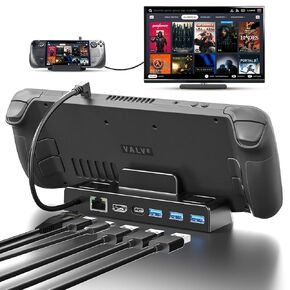 YIGORN Steam Deck Dock، محطة إرساء 6 في 1 مع HDMI2.0 4K@60 هرتز، جيجابت إيثرنت، 3 منافذ USB-A 3.0 و100 واط شحن USB-C متوافقة مع حامل ملحقات صمام البخار in Kuwait
