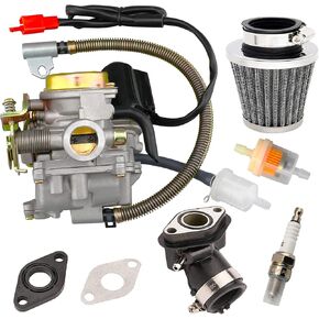50CC Carburetor works Replacement for GY6 49cc 50cc 4 Stroke Scooter Taotao PD18J Carb Engine, High Performance 139QMB Carburetor with Air Filter and Intake Manifold