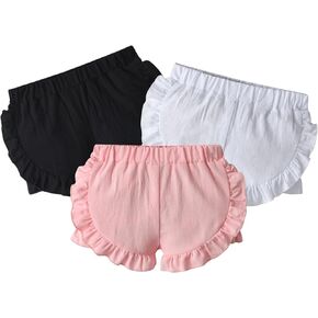 Newborn Baby Girls 3 Pack Shorts Solid Ruffle Casual Sports Short Pants Summer