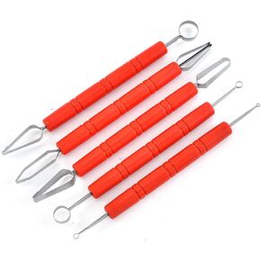 5 Pieces Fruit Carving Tool Fruit Sculpting Tool Stainless Steel Clay Sculpting Tool Pottery Sculpting Tool Clay Carving Tool Pottery Carving Tool Clay Molding Tool Pottery Molding Tool, Red