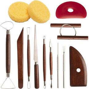 DIYOOHOMY Pottery Sculpting Tools Ceramic Clay Mud Tools for Modeling Carving Trimming Shaping Air Dry Clay Sgraffito Scoring Wire Cutter Polymer Clay Kit Adults Supplies