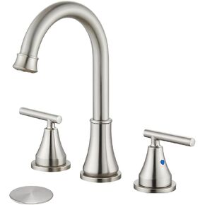 Widespread Bathroom Faucet for Sink 3 Hole 8 inch Deck Mounted Vanity Faucet 2 Handles Bathroom Sink Faucet with Pop up Drain,Brushed Nickel