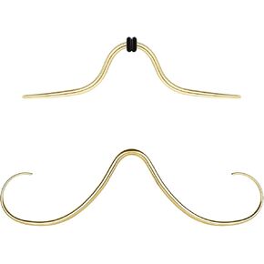BodyAce 14G 16G Mustache Septum Ring, 316L Surgical Steel Nose Rings for Men Women, 2Pcs Funny Mustache Hanger Piercing Nose Jewelry Black Gold Silver