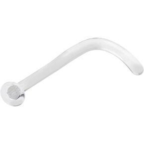 Clear Glass Nose Ring Retainer 18 Gauge L Shape