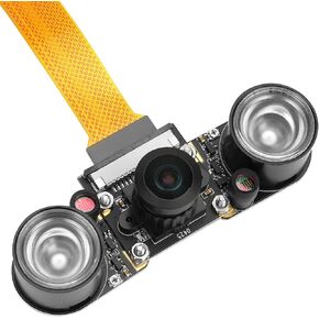 FPVERA Raspberry Pi 5 Camera Module 8MP CSI IMX219 Sensor with 160° Wide-Angle Lens & Night Vision, Infrared Illuminator Included