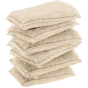 KMAKII Bamboo Kitchen Sponges Dish Sponges Natural Cleaning Sponges Beige 6 Pack