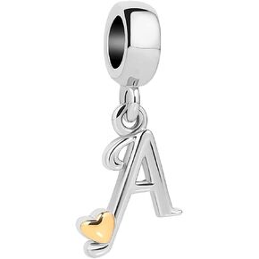 Initial A Charm Competible with Pandora Charm Bracelets Women Girls Letter Name Silver Dangle Family Friends Birthday