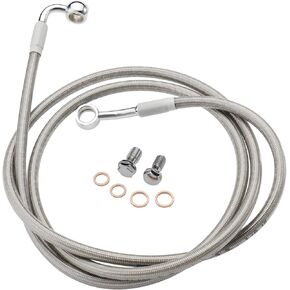 MoKitDora Stainless Steel Braided Front Brake Lines Oil Hose for 16" Handlebars Compatible with Harley 1997-2013 Touring Road King Road Glide Street Glide Electra Glide No ABS, Black