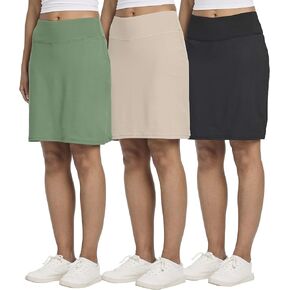 Real Essentials 3 Pack: Women's 20" Golf Skirts Knee Length Skorts Athletic Long Active Casual Pockets (Available in Plus) in Kuwait