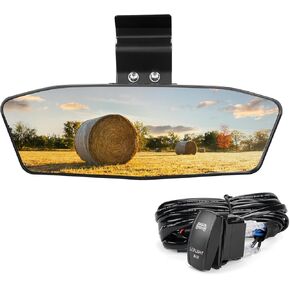 KEMIMOTO UTV Lighted Rear View Mirror, Pro-Fit Center Mirror Compatible with Polaris Ranger 1000 XP 900 500 570 Crew Can Am Defender Accessories 2015-2024