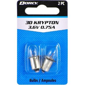 Dorcy 3D-3.6-Volt, 0.75A Flange Base Krypton Replacement Bulb, 2-Pack (41-1661) , Silver