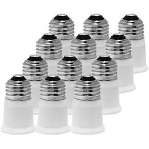 SpiritLED (12-Pack) E26 to E26 Socket Extender,E26/E27 to E26/E27 Lamp Holder Adapter (White Color-12pcs /Pack)