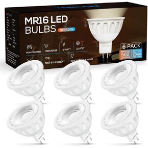 Torkase MR16 LED Bulbs,2700K Warm White,5W,50W Halogen Replacement Landscape Light Bulbs,GU5.3 Bi-Pin Base,AC/DC 12V Low Voltage Indoor Outdoor Spotlights, 40-Degree Narrow Angle,Non Dimmable,10 Pack