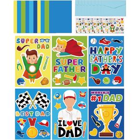 30pcs Father's Day Card Making Crafts Kits for Kids, DIY Paper Greeting Card Envelopes Handmade Craft for Daddys Day Girls Boys Home Classroom Indoor Art Game Activities Favors