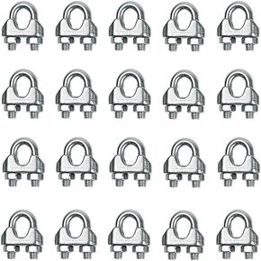 20 Pieces M2 Stainless Steel Wire Rope Cable Clip Clamp 1/16" Wire Rope Cable Clip