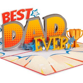Paper Love 3D Pop Up Fathers Day Card, Best Dad, Gift For Dad, Husband, Anyone - 5" x 7" Cover - Includes Envelope and Note Tag