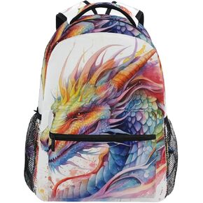 School Backpack Blue And Red Fiery Dragons Bookbag for Boys Girls Teens Casual Travel Bag Computer Laptop Daypack