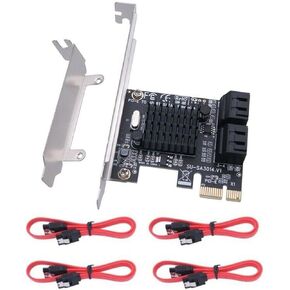 بطاقة توسيع PCI Express X1 SATA، وحدة تحكم SATA RAID PCI-E ذات 4 منافذ بسرعة 6 جيجابت في الثانية، تتضمن 4 كابلات SATA in Kuwait