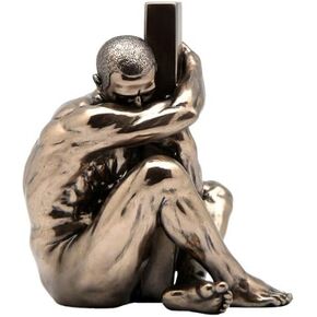US 5.25 Inch Figure Seated Male Nude Arms Around Post Display Decor