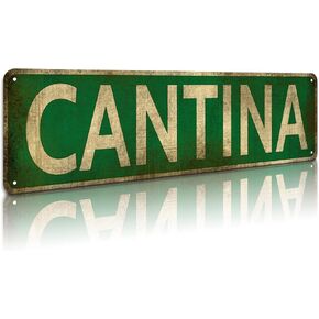 KooLL Cantina Street Sign, Aluminum Slim Tin Sign Street Funny Metal Sign Wall Decor for Bedroom Home Bar Garage Art Gift 4" by 16"