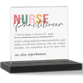 Nurse Practitioner Gifts for Women Clear Desk Decor Sign, Nurses Week Appreciation Gifts for NP Nursing Students Graduation Birthday, NP Definition Office Desk Sign Plaque TZD20