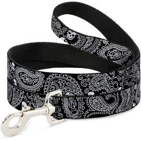 Buckle-Down Pet Leash - Bandana/Skulls Black/White - 6 Feet Long - 1" Wide