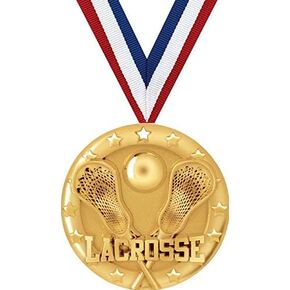 Crown Awards Lacrosse Medal, 2" Shiny Gold Lacrosse Medals for Kids with Free Custom Engraving Prime