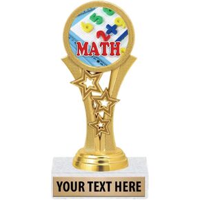 Crown Awards Math Trophies, 5 1/2" Starbeam Mathematics Trophies for Kids with Free Custom Engraving Prime