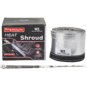 Heat Shroud Sleeve Kit with 6 Metal Zip Ties for Cars, Wires, Motorcyles, Trucks, Heat Shield, Heat Protection with Hook and Loop Wrap Design 3/4" ID X 11FT