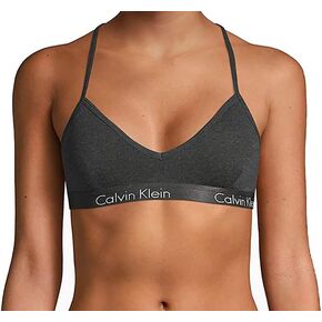 Calvin Klein Women's Motive Triangle Padded Racerback Bralette (Charcoal Heather((QP1668-038), Medium)