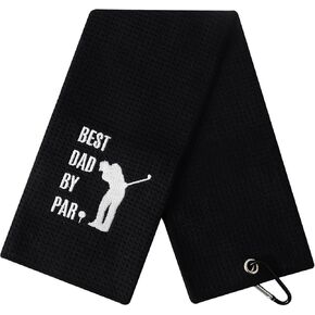 Fathers Day Golf Gifts for Dad from Daughters Wife Son Kids,Funny Dad Gifts,First for New dad,Birthday Gifts for Dad Stepdad,Best Dad by Par Golf Towel-Black