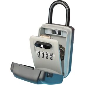 Key Lock Box for Outside Surfing, 4 Digit Combination Lockbox for House Key, Portable Key Safe Padlock for Cars, Indoor, Garage, Garden, Store, Realtors with Shackle, Waterproof Cover
