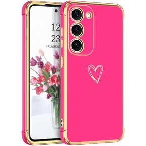 BENTOBEN for Samsung Galaxy S23 Case, Cute Heart Pattern Slim S23 Case, Soft Flexible Shockproof TPU Bumper Women Girl Non-Slip Lightweight Phone Cover Charging Case for Samsung S23 6.1" 2023, Black