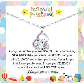 اليوم الأول من رياض الأطفال ما قبل المدرسة هدايا يونيكورن للفتيات، العودة إلى المدرسة هدية يونيكورن القلائد تشيكوسلوفاكيا قلادة لابنة الفتيات العودة إلى المدرسة حزب المجوهرات in Kuwait