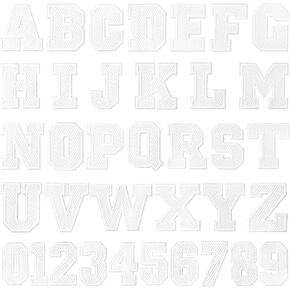 36 Pcs Chenille Letter Patches Iron on Self Adhesive Letter Number Embroidered Patches for Clothing Jackets Backpacks Hats Repair Alphabet Embroidered Applique Preppy Patch (Blue Series)