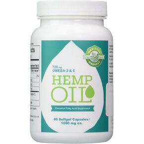 Manitoba Harvest Hemp Oil Essential Fatty Acid Supplement 1000 mg. - 60 Capsules, 2 pack