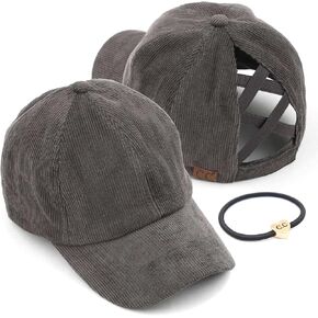C.C Exclusives Corduroy Criss-Cross Ponytail Hat Baseball Cap (BT-937)