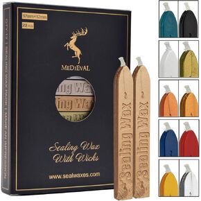 Set of 22 Sealing Wax Sticks with Wick, Antique Manuscript Sealing Wax for Wax Seal Stamp, Sealing for Thanks Giving Card, Christmas Card, Envelope