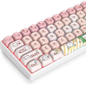 145 PBT Custom Cartoon Keycaps, MOA Profile Dye-Sublimation Ball Cap Set for Cherry/Gatron MX Switches 60 Percent/96%/61 Gaming Mechanical Keyboard (Minimalistic White)