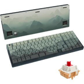 GATERON iG 98 Co-branded Mechanical Gaming Keyboard, Tri-mode Hot Swappable Wired/Bluetooth/2.4G Wireless Keyboard with RGB Light for Windows & Mac, PBT Keycaps (Sweet Time, Mountain Top Switch)