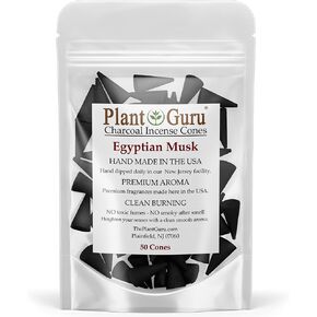 Egyptian Musk Charcoal Incense Cones 1" TOPFLOW - 50 Pack - Natural Scented Cones Handmade Hand Dipped