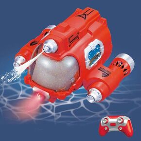 GoolRC Remote Control Boats for Kids, RC Boat Water Toys for Swimming Pool & Lakes, 2.4GHz RC Gasboat with LED Lights and Water Shooting for Boys and Girls (Red)