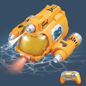 GoolRC Remote Control Boats for Kids, RC Boat Water Toys for Swimming Pool & Lakes, 2.4GHz RC Gasboat with LED Lights and Water Shooting for Boys and Girls (Red)