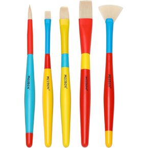 MEEDEN Paint Brushes for Kids: 5 Pcs Round Flat & Fan Kids Paintbrush Set for All Purpose - Preschool Toddler Paint Brushes for Acrylic & Washable Paint